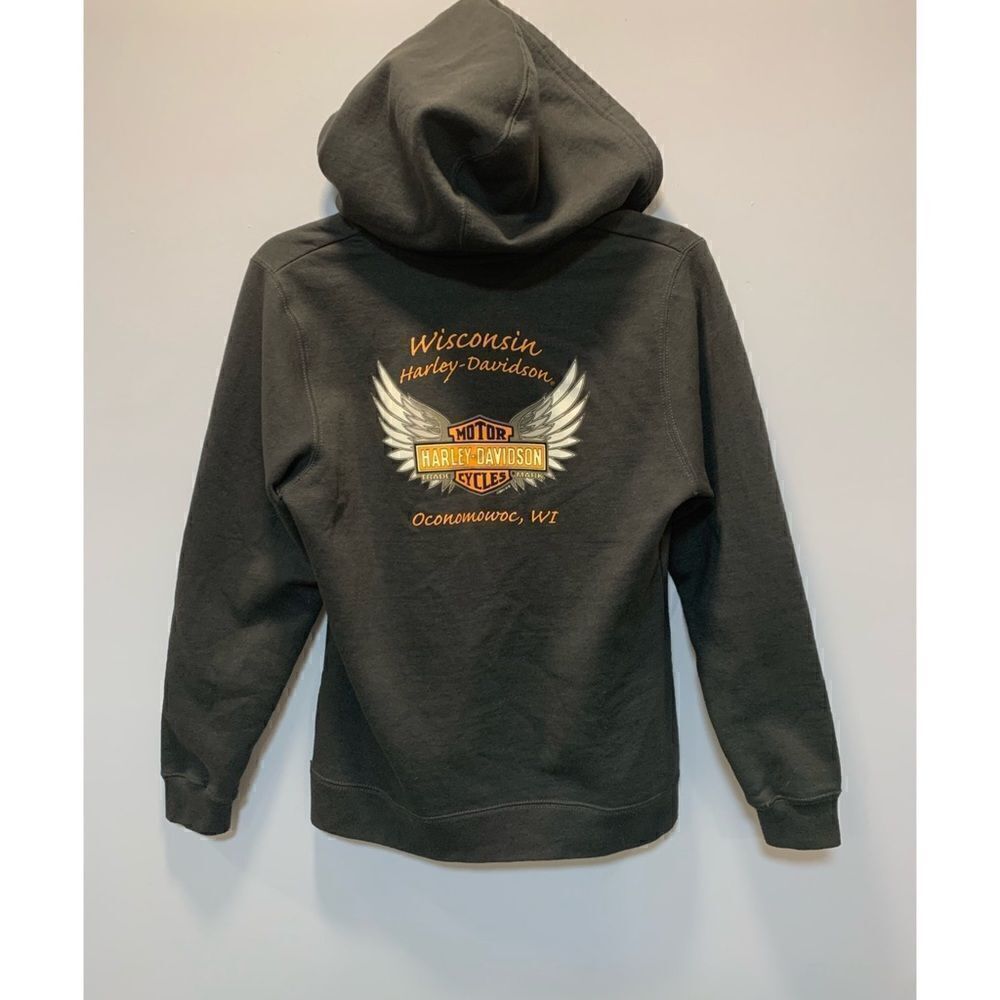 Classic Harley Davidson gray pullover hoodie With logo Oconomowoc Wi on … - Picture 6 of 16